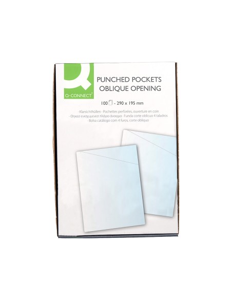 Funda protectora q connect corte oblicuo 290x195 cristal sin taladros pvc 90mc caja de 100 unidades