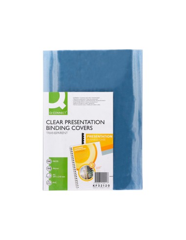 Tapa de encuadernacion q connect pvc din a4 incolora 150 mc caja de 100 unidades