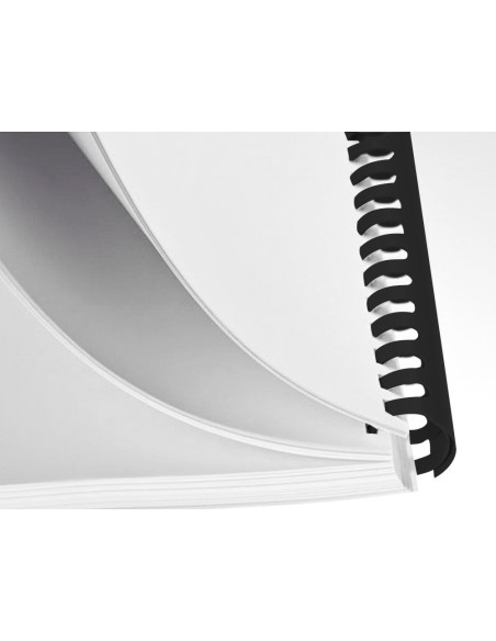 Canutillo q connect redondo 8 mm plastico negro capacidad 40 hojas caja de 100 unidades