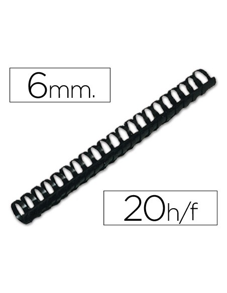 Canutillo q connect redondo 6 mm plastico negro capacidad 20 hojas caja de 100 unidades