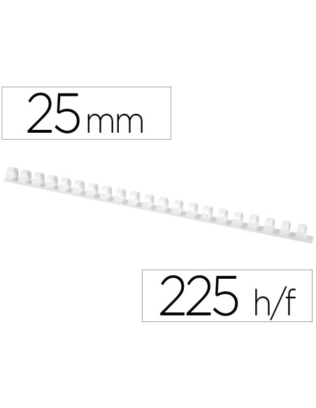 Canutillo q connect redondo 25 mm plastico blanco capacidad 225 hojas caja de 50 unidades