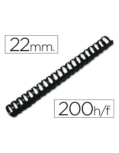 Canutillo q connect redondo 22 mm plastico negro capacidad 200 hojas caja de 50 unidades