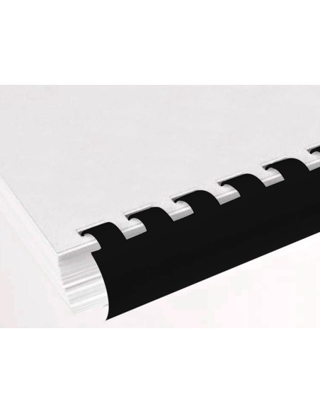 Canutillo q connect redondo 22 mm plastico negro capacidad 200 hojas caja de 50 unidades