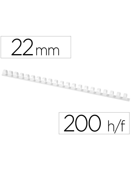 Canutillo q connect redondo 22 mm plastico blanco capacidad 200 hojas caja de 50 unidades