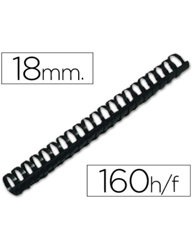 Canutillo q connect redondo 18 mm plastico negro capacidad 160 hojas caja de 50 unidades