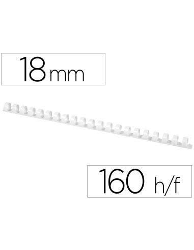 Canutillo q connect redondo 18 mm plastico blanco capacidad 160 hojas caja de 50 unidades