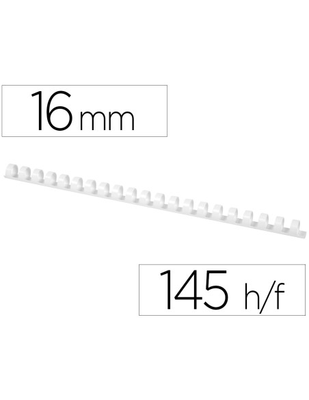 Canutillo q connect redondo 16 mm plastico blanco capacidad 145 hojas caja de 50 unidades