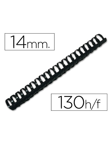 Canutillo q connect redondo 14 mm plastico negro capacidad 130 hojas caja de 100 unidades