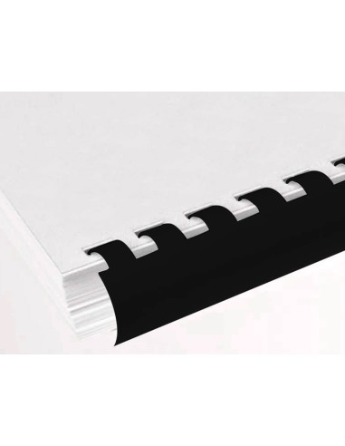 Canutillo q connect redondo 14 mm plastico negro capacidad 130 hojas caja de 100 unidades