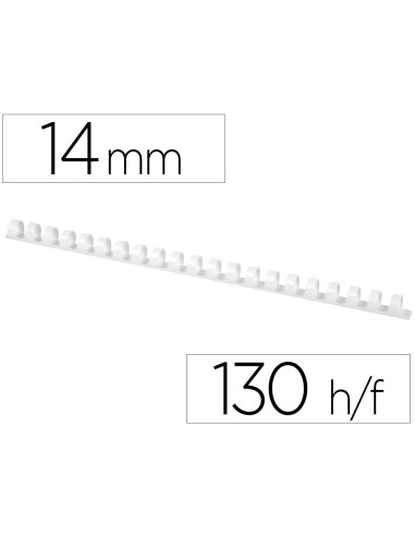 Canutillo q connect redondo 14 mm plastico blanco capacidad 130 hojas caja de 100 unidades