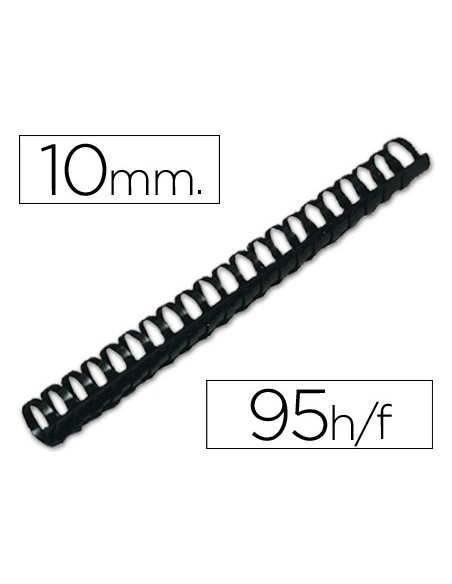 Canutillo q connect redondo 10 mm plastico negro capacidad 95 hojas caja de 100 unidades