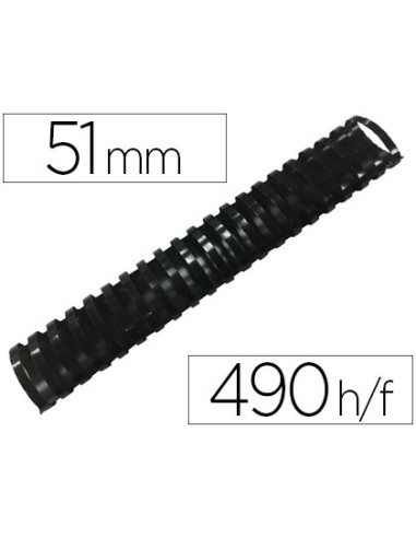 Canutillo q connect ovalado 51 mm plastico negro capacidad 490 hojas caja de 10 unidades