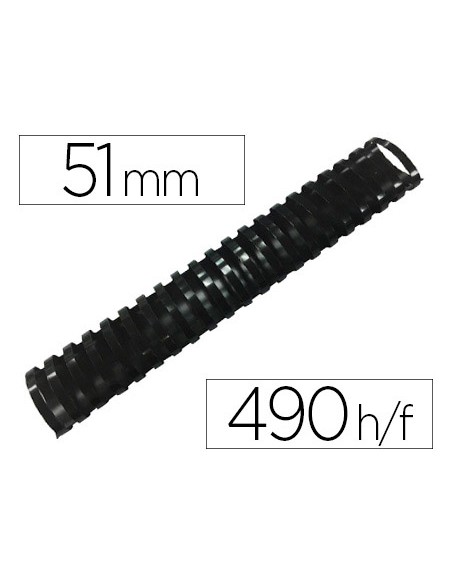 Canutillo q connect ovalado 51 mm plastico negro capacidad 490 hojas caja de 10 unidades