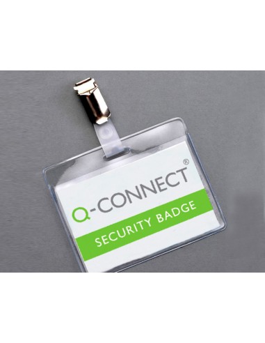 Bolsa de plastificar q connect 67x98 mm 125 mc con clip para tarjetas de visita caja de 25 unidades