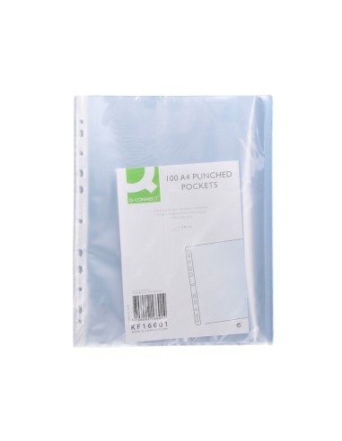 Funda multitaladro q connect din a4 80 mc cristal bolsa de 100 unidades