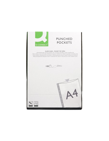 Funda multitaladro q connect din a4 100 mc cristal bolsa de 100 unidades