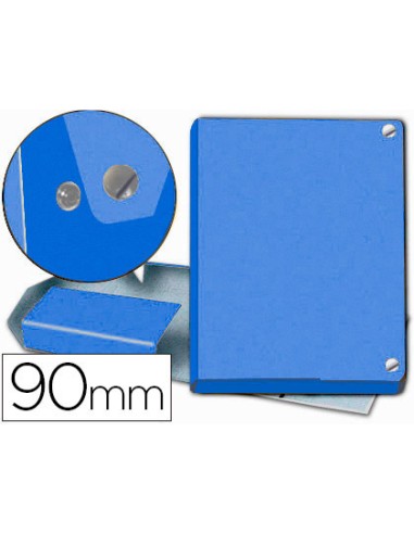 Carpeta proyectos pardo folio lomo 90 mm carton forrado azul con broche