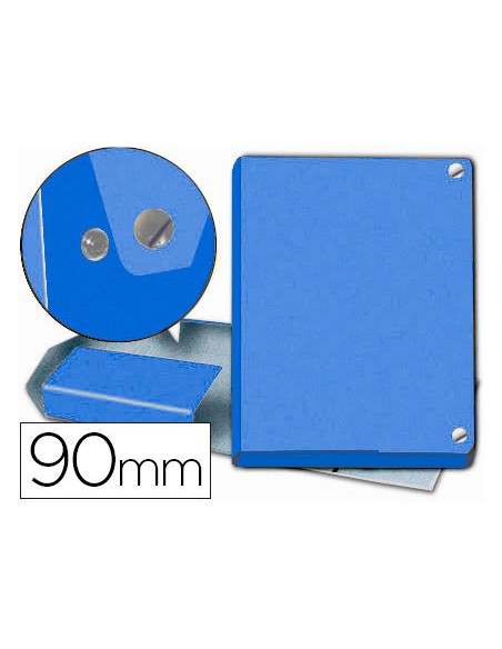 Carpeta proyectos pardo folio lomo 90 mm carton forrado azul con broche