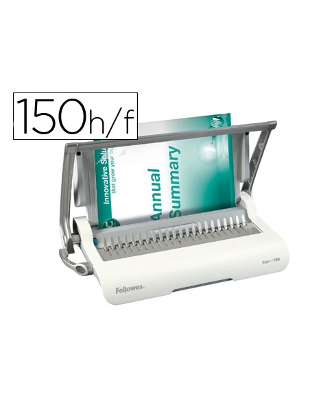 Encuadernadora para canutillo fellowes star150 perfora 15 hojas tamano din a4 encuaderna hasta 150 hojas