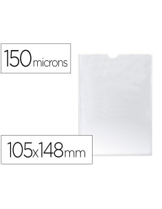 Funda portadocumento q connect din a6 150 micras pvc transparente con unero 105x148 mm