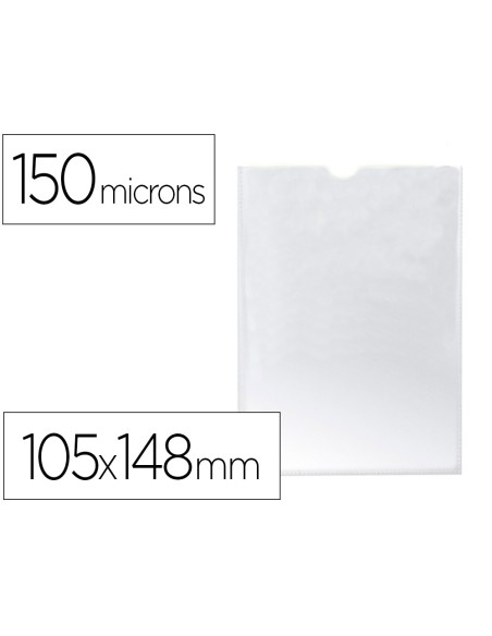 Funda portadocumento q connect din a6 150 micras pvc transparente con unero 105x148 mm