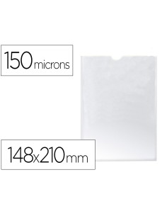 Funda portadocumento q connect din a5 150 micras pvc transparente con unero 148x210 mm