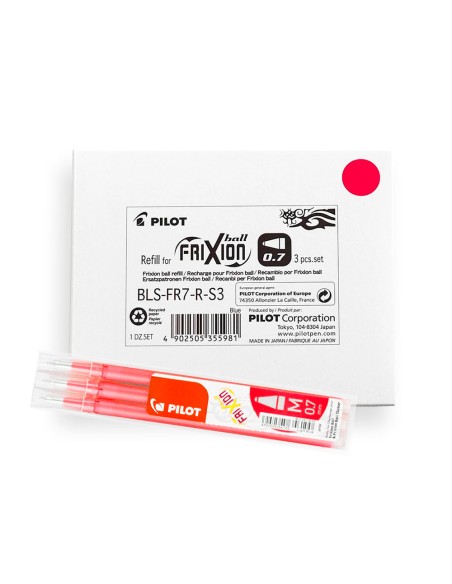 Recambio boligrafo pilot frixion ball rojo caja de 3 unidades
