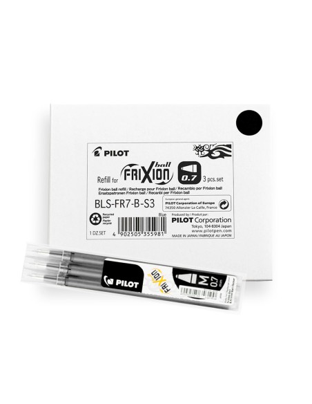 Recambio boligrafo pilot frixion ball negro caja de 3 unidades