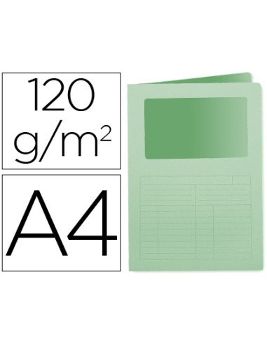 Subcarpeta cartulina q connect din a4 verde con ventana transparente 120 gr