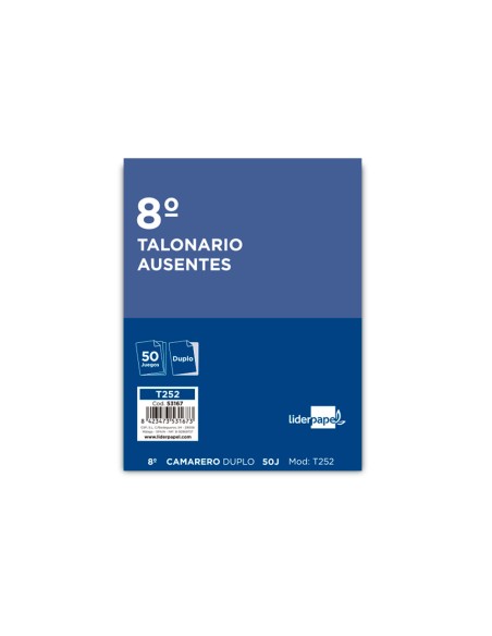 Talonario liderpapel camarero 8º original y copia t252 zig zag