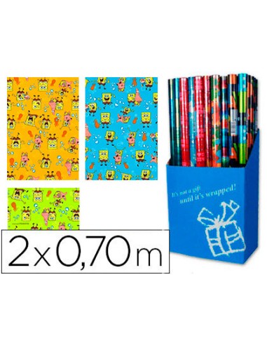 Papel de regalo infantil bob esponja rollo de 2 x 070 mt 60 grs