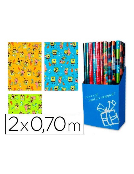 Papel de regalo infantil bob esponja rollo de 2 x 070 mt 60 grs