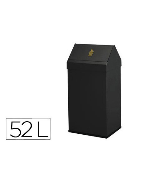 Papelera metalica basculante ganchos interiores aro inferior pvc ancho 32cm alto 65cm fondo 25cm capacidad 52l