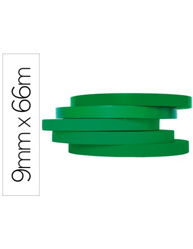 Cinta adhesiva q connect 66m x 9mm verde para cerrar bolsas