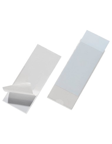 Funda autoadhesiva q connect para lomo de carpeta 55x102mmpack de 6 unidades