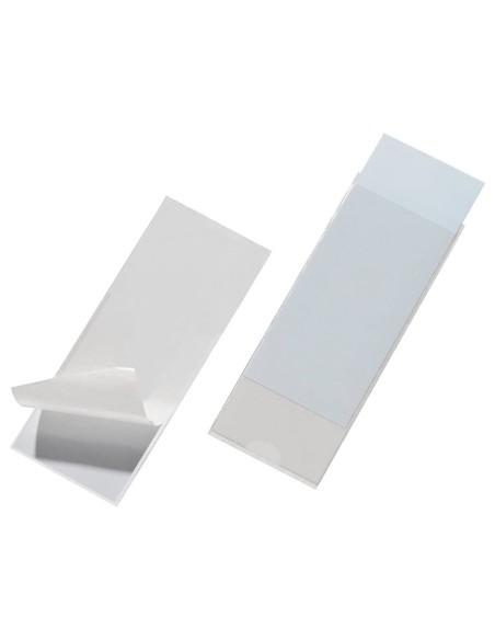 Funda autoadhesiva q connect para lomo de carpeta 55x102mmpack de 6 unidades