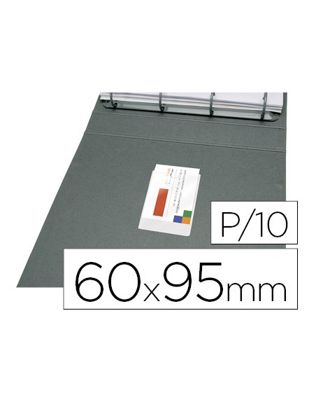 Funda autoadhesiva q connect para tarjetas de visita 60x95mm pack de 10 unidades