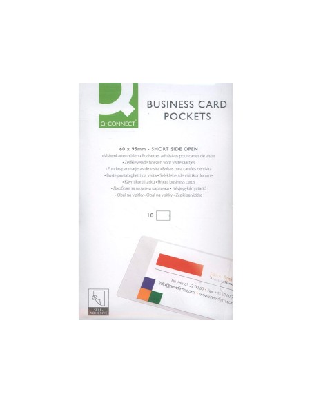 Funda autoadhesiva q connect para tarjetas de visita 60x95mm pack de 10 unidades