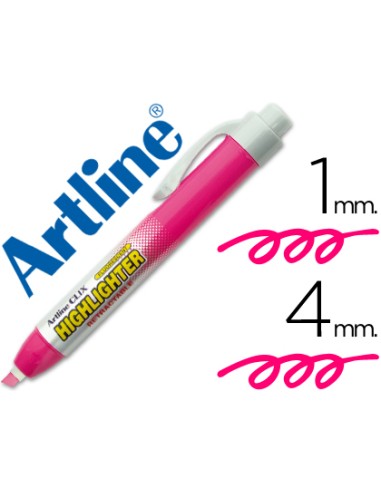 Rotulador artline clix fluorescente ek 63 rosa punta biselada 400 mm