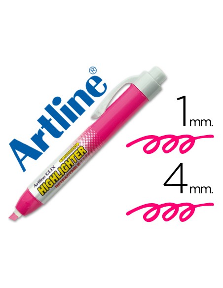 Rotulador artline clix fluorescente ek 63 rosa punta biselada 400 mm