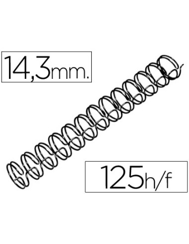 Espiral wire 3 1 143 mm n9 negro capacidad 125 hojas caja de 100 unidades