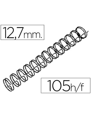 Espiral wire 3 1 127 mm n8 negro capacidad 105 hojas caja de 100 unidades