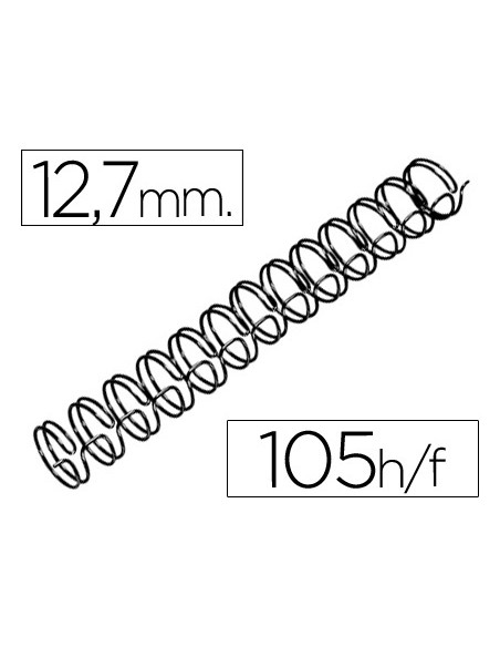 Espiral wire 3 1 127 mm n8 negro capacidad 105 hojas caja de 100 unidades