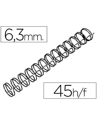 Espiral wire 3 1 63 mm n4 negro capacidad 45 hojas caja de 100 unidades