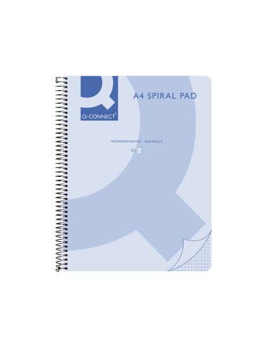 Cuaderno espiral q connect a4 micro tapa plastico 80h 70g horizontal sin bandas 4 taladros azul