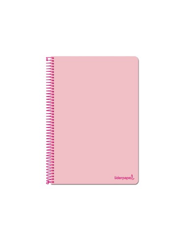 Cuaderno espiral liderpapel folio smart tapa blanda 80h 60gr cuadro 4mm con margen color rosa