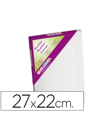 Bastidor lidercolor 3f lienzo grapado lateral algodon 100 marco pawlonia 18x38 cm bordes madera 27x22 cm