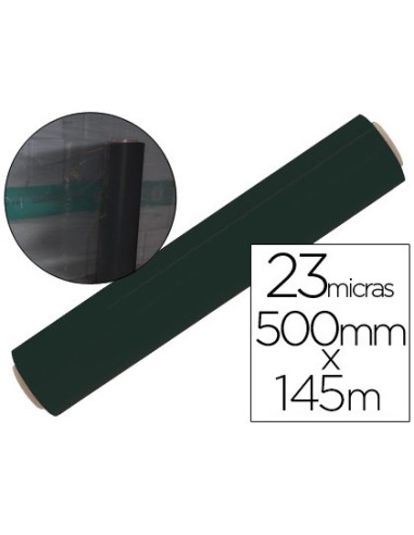 Film extensible manual bobina ancho 500 mm largo 145 mt espesor 23 micras negro