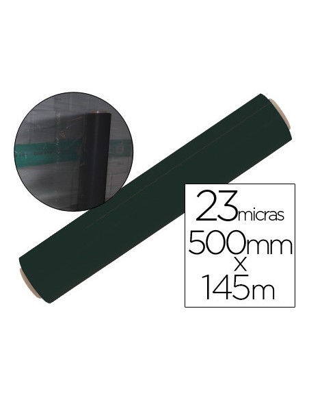 Film extensible manual bobina ancho 500 mm largo 145 mt espesor 23 micras negro