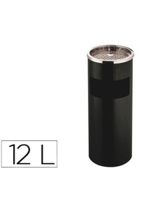 Cenicero papelera metalico q connect con recogecolillas negro 615x25 cm